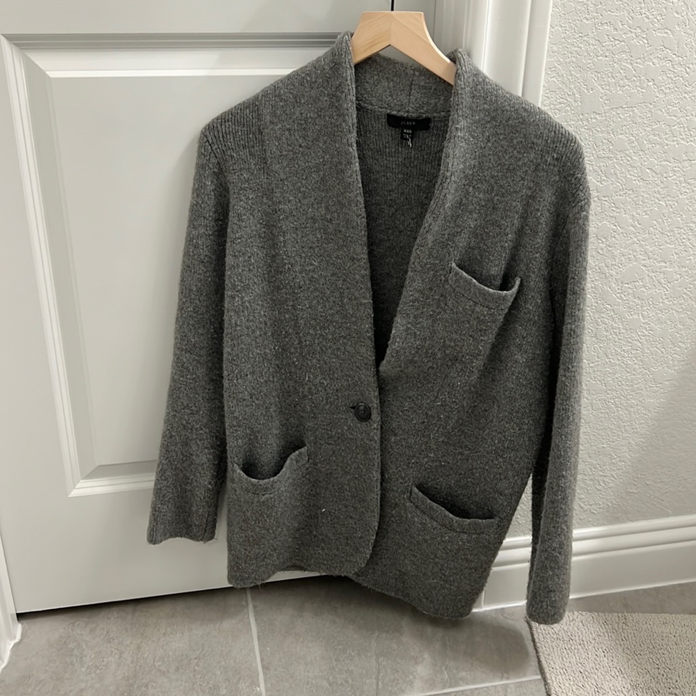 Jcrew cocoon sweater blazer grey